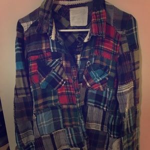 Free people Lost in plaid Patchwork Shirt